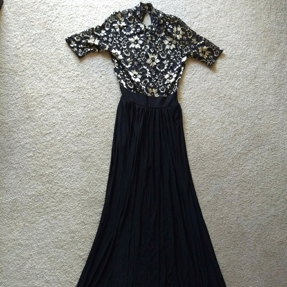 NWOT Black & Gold Formal Long Dress